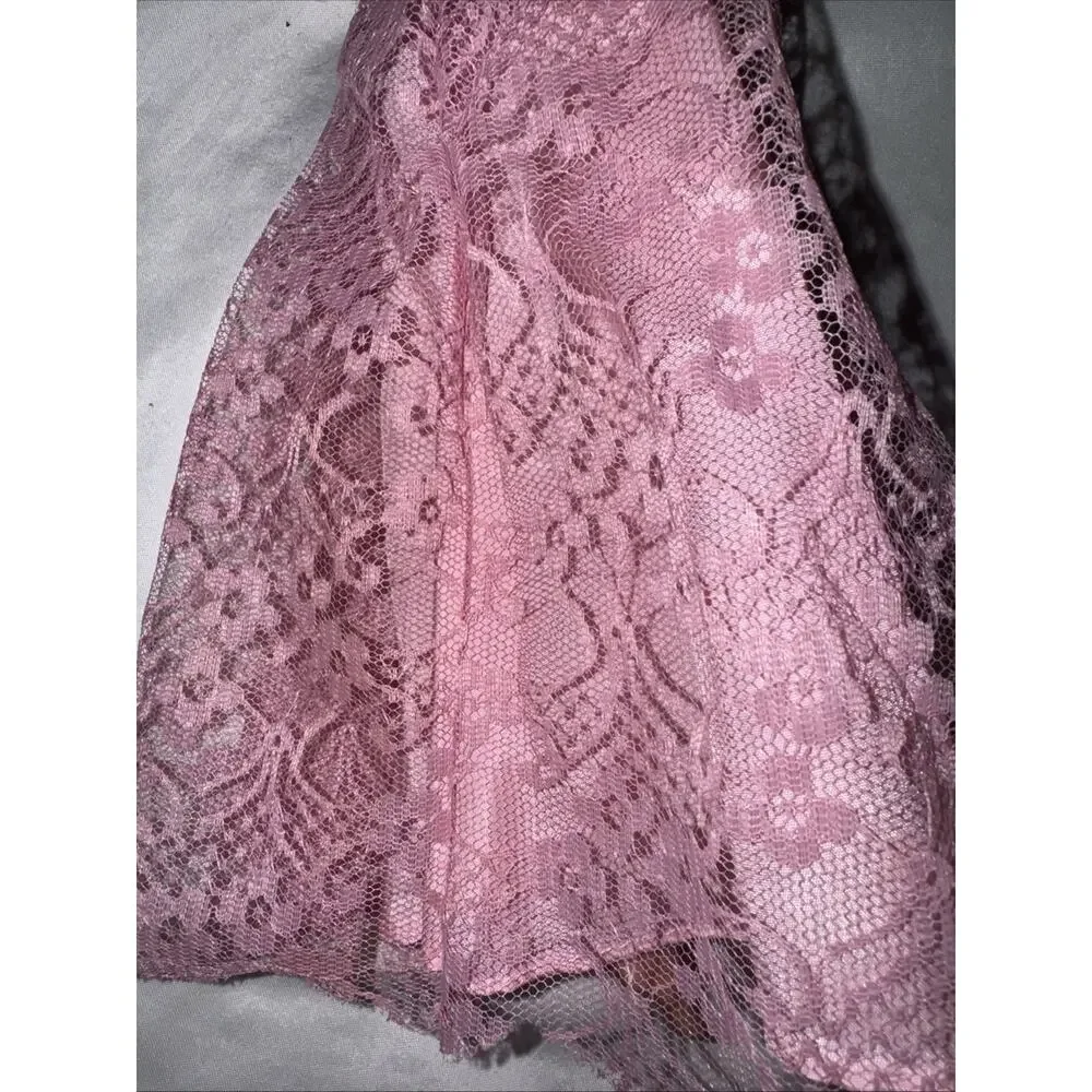 Vintage Blonde Hair BARBIE Doll MATTEL 1966 Body Pink Lace Long Gown Dress